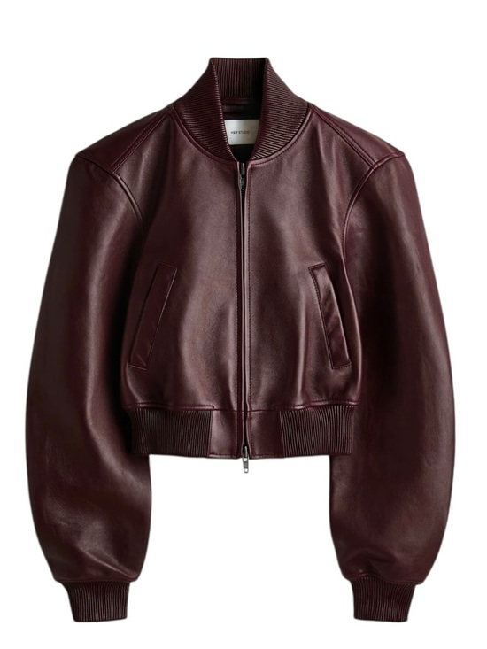 H&M STUDIO COLLECTION 2026 NWT Burgundy
Leather Bomber Jacket in Sz M - Picture 2 of 16